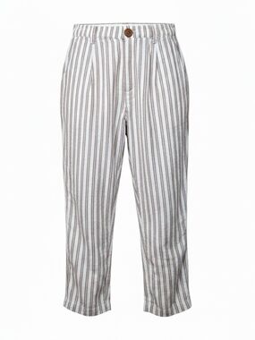 MADEWELL | Linen Blend High Rise Vertical Zipper Striped Cropped Pants | S